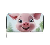 GDSHJKLW Womens Wallet Pink Little Pig Zip Around Wallet Pu Leather Phone Clutch Purse Card Holder Organizer For Women Ladies, Black, One Size