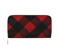 GDSHJKLW Womens Wallet Plaid Red And Black Zip Around Wallet Pu Leather Phone Clutch Purse Card Holder Organizer For Women Ladies, Black, One Size
