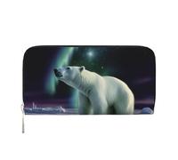 GDSHJKLW Womens Wallet Polar Bears Northern Lights Zip Around Wallet Pu Leather Phone Clutch Purse Card Holder Organizer For Women Ladies, Black, One Size