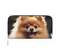 GDSHJKLW Womens Wallet Pomeranian Dog Zip Around Wallet Pu Leather Phone Clutch Purse Card Holder Organizer For Women Ladies, Black, One Size