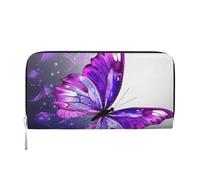 GDSHJKLW Womens Wallet Purple Butterfly1 Zip Around Wallet Pu Leather Phone Clutch Purse Card Holder Organizer For Women Ladies, Black, One Size