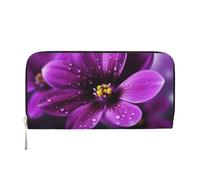 GDSHJKLW Womens Wallet Purple Flower Zip Around Wallet Pu Leather Phone Clutch Purse Card Holder Organizer For Women Ladies, Black, One Size