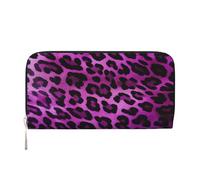 GDSHJKLW Womens Wallet Purple Leopard Zip Around Wallet Pu Leather Phone Clutch Purse Card Holder Organizer For Women Ladies, Black, One Size