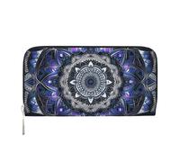 GDSHJKLW Womens Wallet Rectangle Mandala Zip Around Wallet Pu Leather Phone Clutch Purse Card Holder Organizer For Women Ladies, Black, One Size