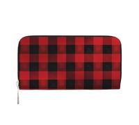 GDSHJKLW Womens Wallet Red Black Buffalo Check Plaid Pattern Zip Around Wallet Pu Leather Phone Clutch Purse Card Holder Organizer For Women Ladies, Black, One Size