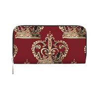GDSHJKLW Womens Wallet Red Crown Zip Around Wallet Pu Leather Phone Clutch Purse Card Holder Organizer For Women Ladies, Black, One Size