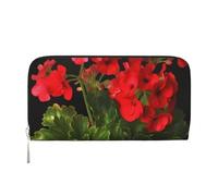 GDSHJKLW Womens Wallet Red Geraniums1 Zip Around Wallet Pu Leather Phone Clutch Purse Card Holder Organizer For Women Ladies, Black, One Size
