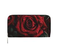 GDSHJKLW Womens Wallet Red Rose Zip Around Wallet Pu Leather Phone Clutch Purse Card Holder Organizer For Women Ladies, Black, One Size