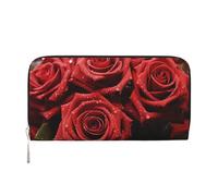 GDSHJKLW Womens Wallet Red Rose Zip Around Wallet Pu Leather Phone Clutch Purse Card Holder Organizer For Women Ladies, Black, One Size