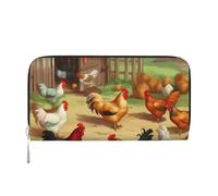 GDSHJKLW Womens Wallet Roast Chicken Hen Farm Zip Around Wallet Pu Leather Phone Clutch Purse Card Holder Organizer For Women Ladies, Black, One Size