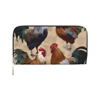 GDSHJKLW Womens Wallet Rooster And Chicken Print Zip Around Wallet Pu Leather Phone Clutch Purse Card Holder Organizer For Women Ladies, Black, One Size