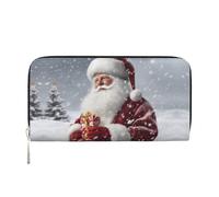 GDSHJKLW Womens Wallet Santa Claus Snow Secenry Zip Around Wallet Pu Leather Phone Clutch Purse Card Holder Organizer For Women Ladies, Black, One Size