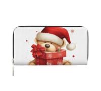 GDSHJKLW Womens Wallet Santa Hat Gift And Merry Christmas Zip Around Wallet Pu Leather Phone Clutch Purse Card Holder Organizer For Women Ladies, Black, One Size
