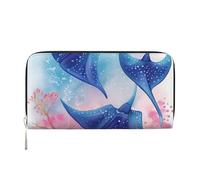 GDSHJKLW Womens Wallet Sea Animals Stingrays Zip Around Wallet Pu Leather Phone Clutch Purse Card Holder Organizer For Women Ladies, Black, One Size
