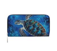 GDSHJKLW Womens Wallet Sea Turtle-Blue Zip Around Wallet Pu Leather Phone Clutch Purse Card Holder Organizer For Women Ladies, Black, One Size