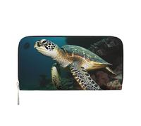 GDSHJKLW Womens Wallet Sea Turtle Zip Around Wallet Pu Leather Phone Clutch Purse Card Holder Organizer For Women Ladies, Black, One Size
