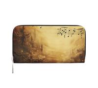 GDSHJKLW Womens Wallet Sheet Music Zip Around Wallet Pu Leather Phone Clutch Purse Card Holder Organizer For Women Ladies, Black, One Size