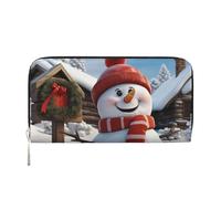 GDSHJKLW Womens Wallet Sign Snowman Zip Around Wallet Pu Leather Phone Clutch Purse Card Holder Organizer For Women Ladies, Black, One Size