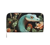 GDSHJKLW Womens Wallet Snake And Flower Zip Around Wallet Pu Leather Phone Clutch Purse Card Holder Organizer For Women Ladies, Black, One Size
