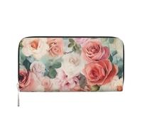 GDSHJKLW Womens Wallet Soft Color Pale Faded Mix Of Roses Zip Around Wallet Pu Leather Phone Clutch Purse Card Holder Organizer For Women Ladies, Black, One Size