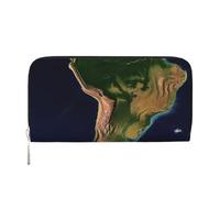 GDSHJKLW Womens Wallet South America Satellite Image Zip Around Wallet Pu Leather Phone Clutch Purse Card Holder Organizer For Women Ladies, Black, One Size