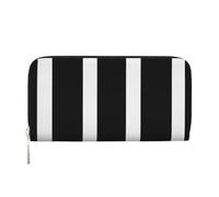 GDSHJKLW Womens Wallet Stripes Black White Zip Around Wallet Pu Leather Phone Clutch Purse Card Holder Organizer For Women Ladies, Black, One Size