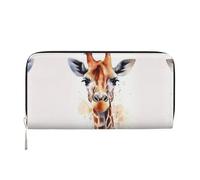 GDSHJKLW Womens Wallet Stylish Animal Watercolor Giraffe Zip Around Wallet Pu Leather Phone Clutch Purse Card Holder Organizer For Women Ladies, Black, One Size
