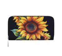 GDSHJKLW Womens Wallet Summer Sunflower Zip Around Wallet Pu Leather Phone Clutch Purse Card Holder Organizer For Women Ladies, Black, One Size