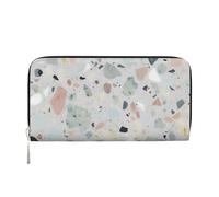 GDSHJKLW Womens Wallet Terrazzo Marble Pastel Zip Around Wallet Pu Leather Phone Clutch Purse Card Holder Organizer For Women Ladies, Black, One Size