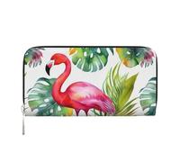 GDSHJKLW Womens Wallet Tropical Watercolor Pineapple Flamingo Zip Around Wallet Pu Leather Phone Clutch Purse Card Holder Organizer For Women Ladies, Black, One Size