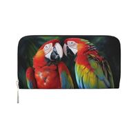 GDSHJKLW Womens Wallet Two Colored Parrots Zip Around Wallet Pu Leather Phone Clutch Purse Card Holder Organizer For Women Ladies, Black, One Size