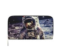 GDSHJKLW Womens Wallet Us Astronaut Travel Moon Zip Around Wallet Pu Leather Phone Clutch Purse Card Holder Organizer For Women Ladies, Black, One Size