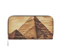 GDSHJKLW Womens Wallet Vintage Great Egyptian Pyramid Zip Around Wallet Pu Leather Phone Clutch Purse Card Holder Organizer For Women Ladies, Black, One Size