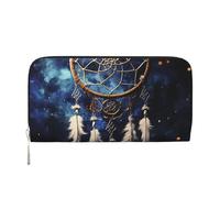 GDSHJKLW Womens Wallet White Fantasy Dream Catcher Zip Around Wallet Pu Leather Phone Clutch Purse Card Holder Organizer For Women Ladies, Black, One Size