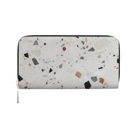 GDSHJKLW Womens Wallet White Terrazzo Zip Around Wallet Pu Leather Phone Clutch Purse Card Holder Organizer For Women Ladies, Black, One Size