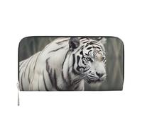 GDSHJKLW Womens Wallet White Tiger Zip Around Wallet Pu Leather Phone Clutch Purse Card Holder Organizer For Women Ladies, Black, One Size