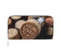 GDSHJKLW Womens Wallet Wine Bottle Stopper With Vintage Zip Around Wallet Pu Leather Phone Clutch Purse Card Holder Organizer For Women Ladies, Black, One Size