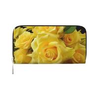 GDSHJKLW Womens Wallet Yellow Rose Zip Around Wallet Pu Leather Phone Clutch Purse Card Holder Organizer For Women Ladies, Black, One Size