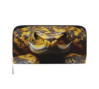 GDSHJKLW Womens Wallet Yellow Snake Zip Around Wallet Pu Leather Phone Clutch Purse Card Holder Organizer For Women Ladies, Black, One Size
