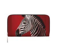 GDSHJKLW Womens Wallet Zebra Red Zip Around Wallet Pu Leather Phone Clutch Purse Card Holder Organizer For Women Ladies, Black, One Size