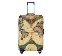 GDSHJKLW World Map Retro Travel Luggage Cover Suitcase Protector Washable Elastic Suitcase Cover Anti-Scratch Luggage Protector Travel Suitcase Baggage Cover Fits 18-32 Inch Suitcase, Black, L