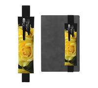 GDSHJKLW Yellow Rose Elastic Band Pen Holder Detachable Pu Leather Pen Sleeve Pouch Journal Pencil Holder Pencil Case Office Supplies Gift For Hardcover Journals Notebooks Planners
