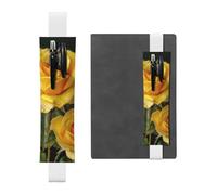 GDSHJKLW Yellow Rose Elastic Band Pen Holder Detachable Pu Leather Pen Sleeve Pouch Journal Pencil Holder Pencil Case Office Supplies Gift For Hardcover Journals Notebooks Planners