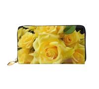 GDSHJKLW Yellow Rose Women Wallets Leather Zip Around Clutch Purses Waterproof Credit Card Holder With Phone Holder Ladies Travel Coin Purse
