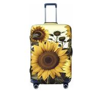 GDSHJKLW Yellow Sunflower Floral Travel Luggage Cover Suitcase Protector Washable Elastic Suitcase Cover Large Travel Suitcase Baggage Cover Fits 18-32 Inch Suitcase, Black, L