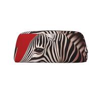 GDSHJKLW Zebra Red Leather Pencil Case Large Capacity Pen Pouch,Zipper Makeup Bag For Women Men Travel Toiletry Bags Waterproof Cosmetic Bag Wide-Open Coin Pouch Purse