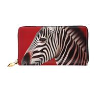 GDSHJKLW Zebra Red Women Wallets Leather Zip Around Clutch Purses Waterproof Credit Card Holder With Phone Holder Ladies Travel Coin Purse