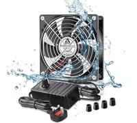 GDSTIME 120mm Fan 12V 120 x 25mm Cooling Case Fan Waterproof IP67 220V 240V AC Plug with 4V - 12V Adjustable Controller Dual Ball Bearing 3000 RPM For Refrigerator Grow tent Ice maker Cooling