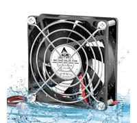 GDSTIME 12V Fan 80mm cooling Fan IP67 Waterproof Dual Ball Bearing | 80mm x 25mm Axial 2800 RPM Extractor Case Cooler For Refrigerator Terrarium Hydroponics Electronic Cabinets