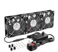 GDSTIME 3 x 120mm AC Powered Fan with 4V to 12V Variable Speed Controller, AC 220V 230V 240V Computer Cooling Fan Dual Ball Bearing 120mm x 38mm For Server Cabinet Chassis Ventilation or DIY Fans